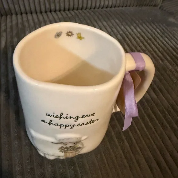 Rae Dunn White Ceramic Easter Mug -WISHING EWE A HAPPY EASTER- NWT - Picture 5 of 7